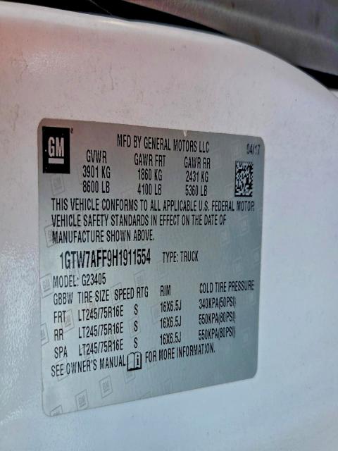 Продаж на аукціоні авто 2017 Gmc Savana G25, vin: 1GTW7AFF9H1911554, номер лоту: 93756855