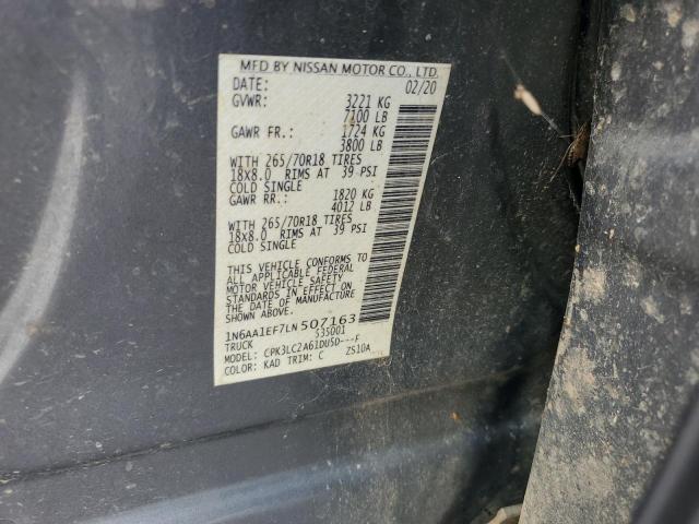 Aukcja sprzedaży 2020 Nissan Titan Sv, vin: 1N6AA1EF7LN507163, numer aukcji: 92375065