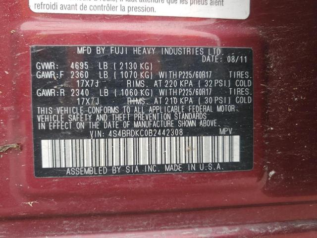 Aukcja sprzedaży 2011 Subaru Outback, vin: 4S4BRDKC0B2442308, numer aukcji: 93571165