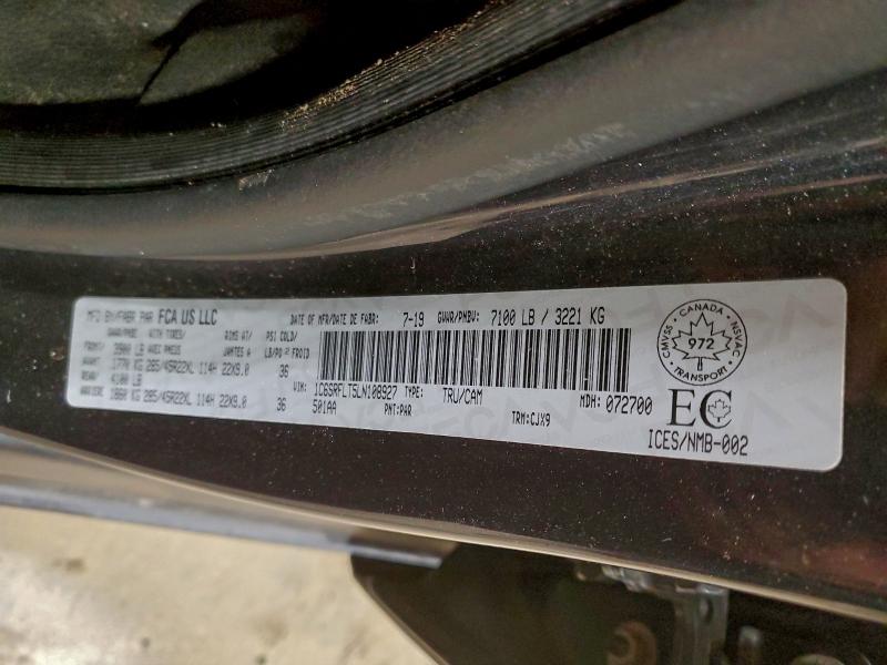 Aukcja sprzedaży 2020 Ram 1500 Rebel, vin: 1C6SRFLT5LN108927, numer aukcji: 94297105
