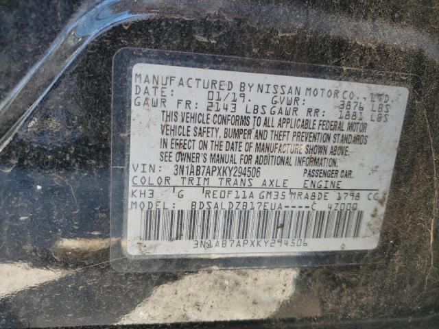 Продаж на аукціоні авто 2019 Nissan Sentra, vin: 3N1AB7APXKY294506, номер лоту: 91582145