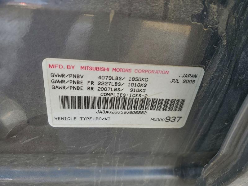 91466895 :رقم المزاد ، JA3AU26U59U606882 vin ، 2009 Mitsubishi Lancer Es/ مزاد بيع