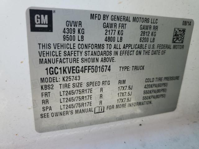 Aukcja sprzedaży 2015 Chevrolet Silverado, vin: 1GC1KVEG4FF501674, numer aukcji: 92490015