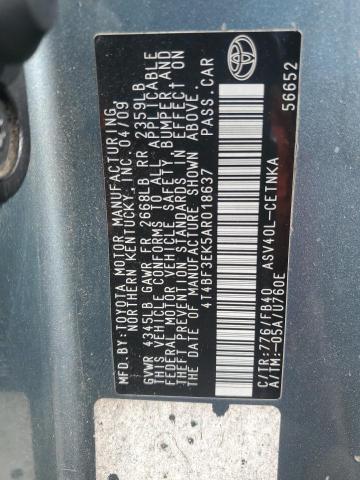 93228655 :رقم المزاد ، 4T4BF3EK5AR018637 vin ، 2010 Toyota Camry Base مزاد بيع