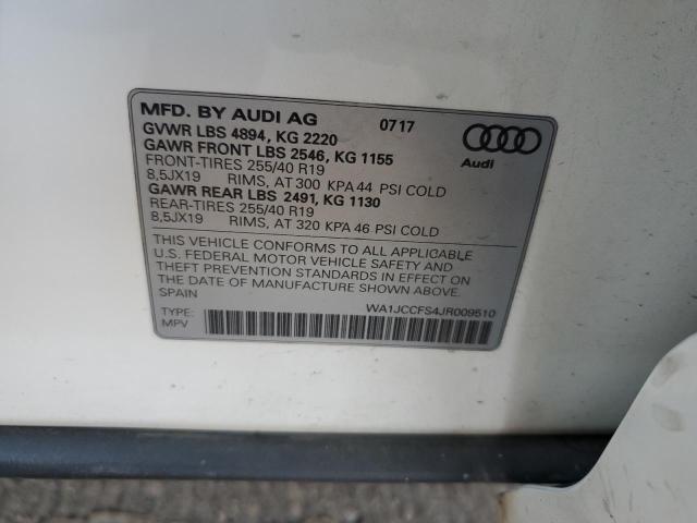 92904575 :رقم المزاد ، WA1JCCFS4JR009510 vin ، 2018 Audi Q3 مزاد بيع