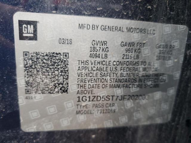 Aukcja sprzedaży 2018 Chevrolet Malibu, vin: 1G1ZD5ST7JF202003, numer aukcji: 91892975