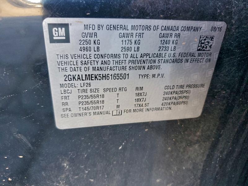 2017 Gmc Terrain მანქანა იყიდება აუქციონზე, vin: 2GKALMEK5H6165501, აუქციონის ნომერი: 94121735
