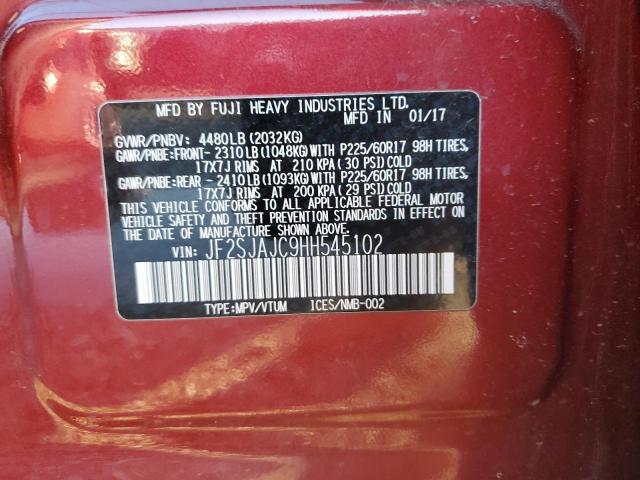 2017 Subaru Forester 2 მანქანა იყიდება აუქციონზე, vin: JF2SJAJC9HH545102, აუქციონის ნომერი: 92071035