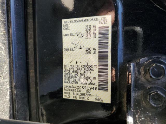 91891995 :رقم المزاد ، 1N4AA5AP2CC851946 vin ، 2012 Nissan Maxima S مزاد بيع