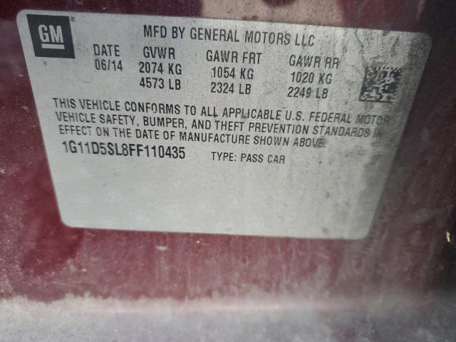 91381365 :رقم المزاد ، 1G11D5SL8FF110435 vin ، 2015 Chevrolet Malibu مزاد بيع