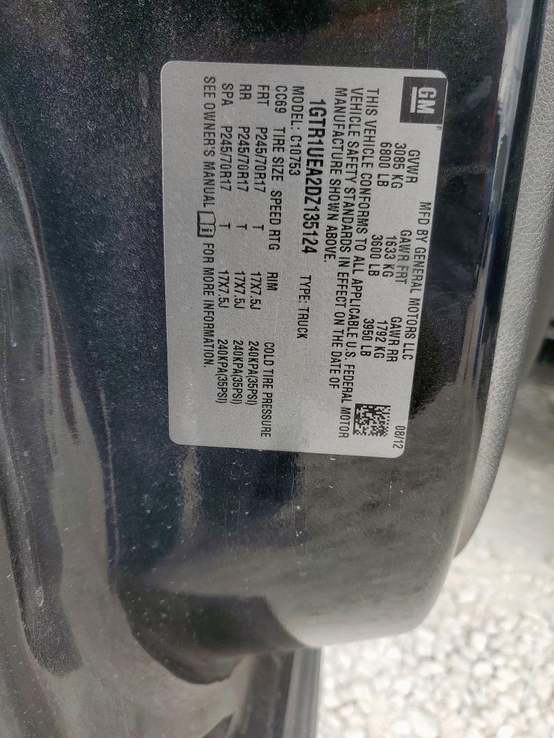 91813145 :رقم المزاد ، 1GTR1UEA2DZ135124 vin ، 2013 Gmc Sierra مزاد بيع