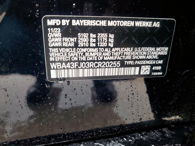 92871465 :رقم المزاد ، WBA43FJ03RCR20255 vin ، 2024 Bmw 530 مزاد بيع
