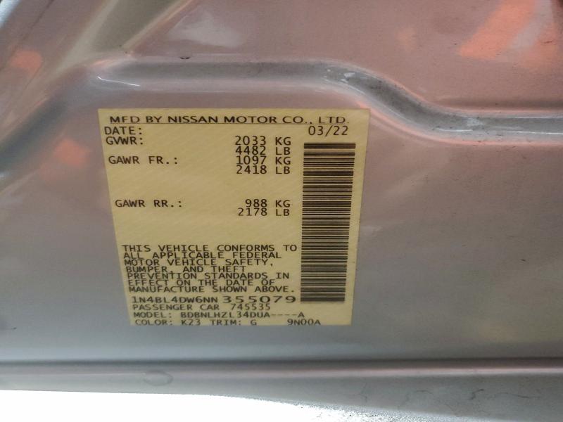 Продаж на аукціоні авто 2022 Nissan Altima, vin: 1N4BL4DW6NN355079, номер лоту: 93292345