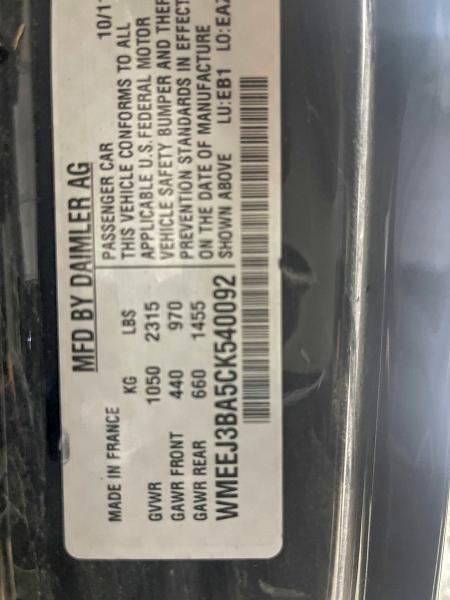 Aukcja sprzedaży 2012 Smart Fortwo Pur, vin: WMEEJ3BA5CK540092, numer aukcji: 94611465