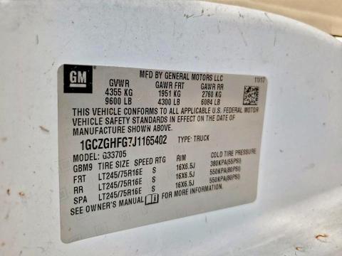 2018 Chevrolet Express მანქანა იყიდება აუქციონზე, vin: 1GCZGHFG7J1165402, აუქციონის ნომერი: 84300385