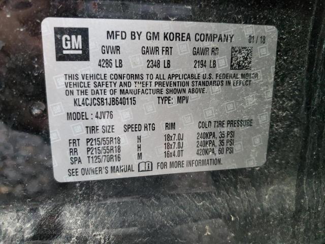 2018 Buick Encore მანქანა იყიდება აუქციონზე, vin: KL4CJCSB1JB640115, აუქციონის ნომერი: 90126865