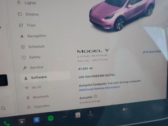 Aukcja sprzedaży 2022 Tesla Model Y, vin: 7SAYGDEE2NF362742, numer aukcji: 91436205
