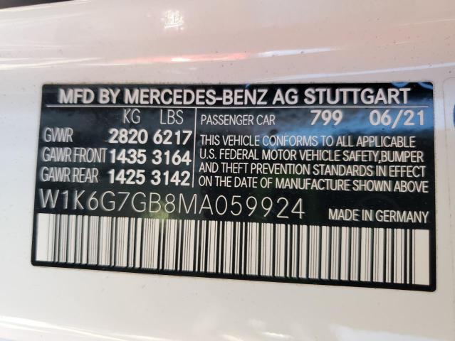 Aukcja sprzedaży 2021 Mercedes-benz S, vin: W1K6G7GB8MA059924, numer aukcji: 93507825