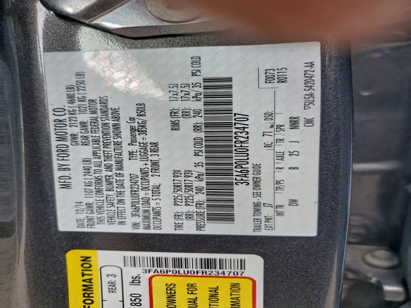 Продаж на аукціоні авто 2015 Ford Fusion, vin: 3FA6P0LU0FR234707, номер лоту: 93840635