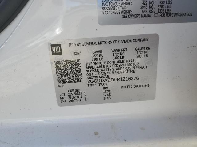 Aukcja sprzedaży 2024 Chevrolet Silverado, vin: 2GCUDAED0R1216276, numer aukcji: 92853875