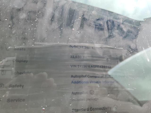 2023 Tesla Model 3 მანქანა იყიდება აუქციონზე, vin: 5YJ3E1EA0PF424442, აუქციონის ნომერი: 91007665