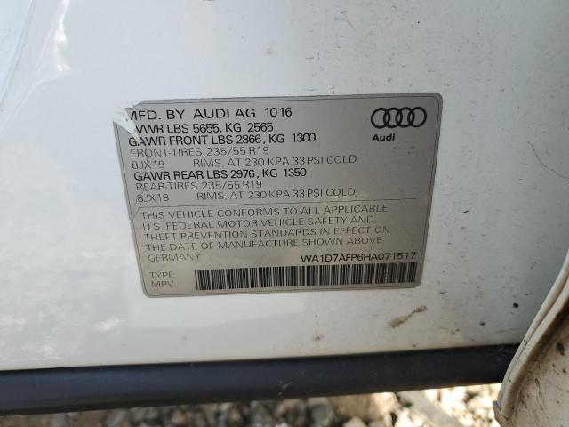 Продажа на аукционе авто 2017 Audi Q5 Premium, vin: WA1D7AFP6HA071517, номер лота: 91732095