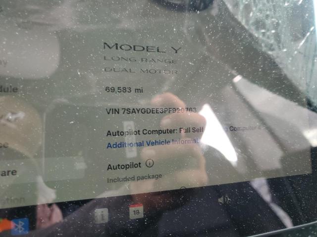 2023 Tesla Model Y მანქანა იყიდება აუქციონზე, vin: 7SAYGDEE3PF920763, აუქციონის ნომერი: 93740945