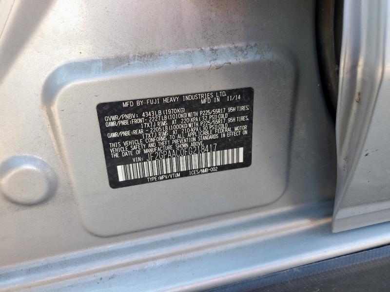 2015 Subaru Xv Crosstrek მანქანა იყიდება აუქციონზე, vin: JF2GPAAC0FG218417, აუქციონის ნომერი: 91187945