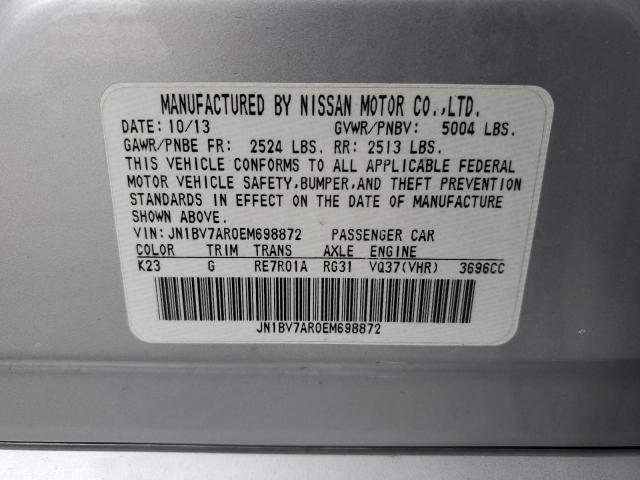 2014 Infiniti Q50 მანქანა იყიდება აუქციონზე, vin: JN1BV7AR0EM698872, აუქციონის ნომერი: 92173215