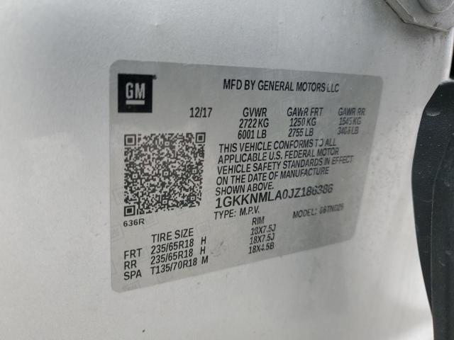 Aukcja sprzedaży 2018 Gmc Acadia, vin: 1GKKNMLA0JZ186386, numer aukcji: 92421025