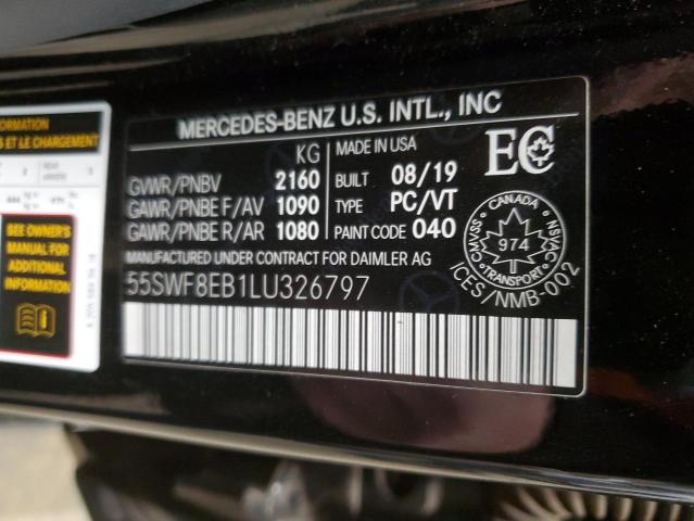 93333915 :رقم المزاد ، 55SWF8EB1LU326797 vin ، 2020 Mercedes-benz C 300 4mat مزاد بيع