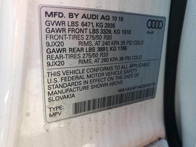 Продажа на аукционе авто 2019 Audi Q8 Premium, vin: WA1AVAF14KD010175, номер лота: 91499445