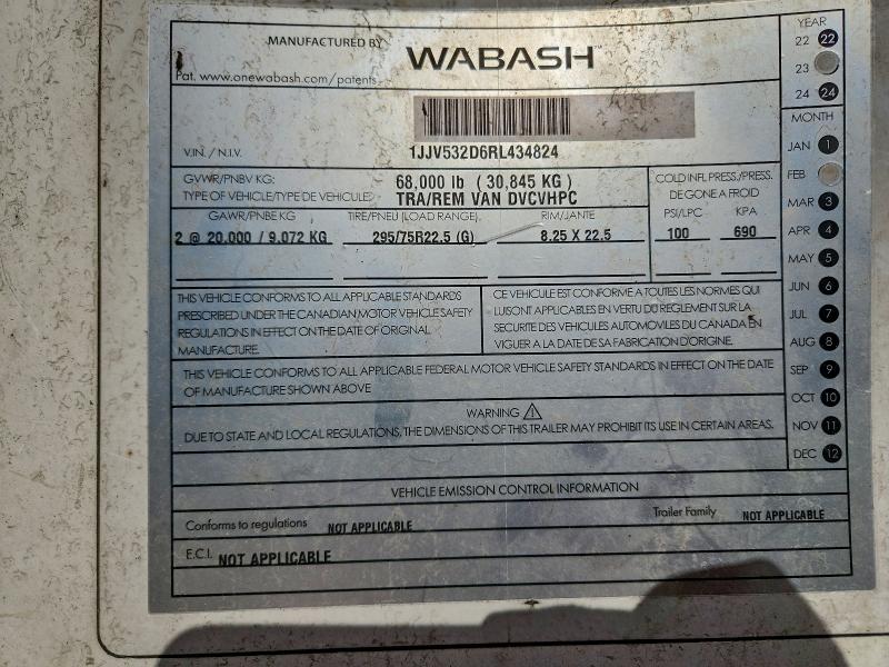 Продаж на аукціоні авто 2024 Wabash Unknown, vin: 1JJV532D6RL434824, номер лоту: 91194845