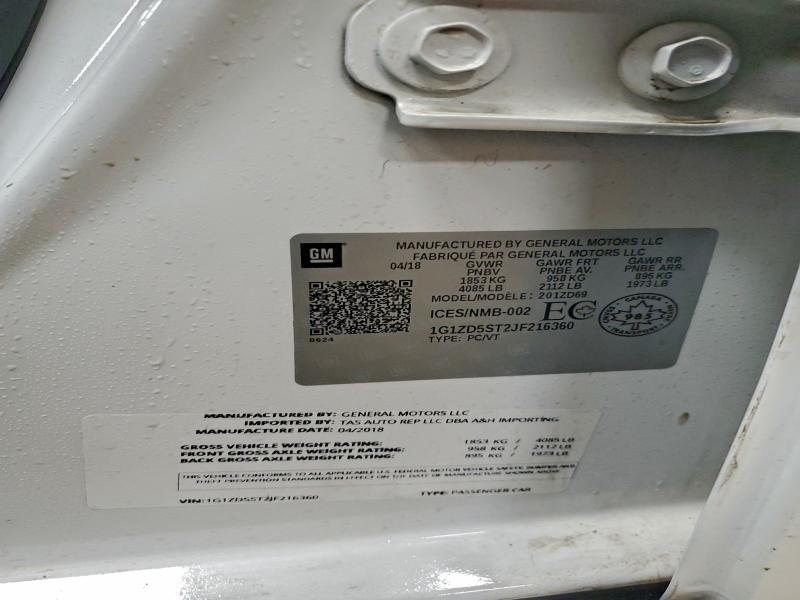 Продаж на аукціоні авто 2018 Chevrolet Malibu, vin: 1G1ZD5ST2JF216360, номер лоту: 93924165