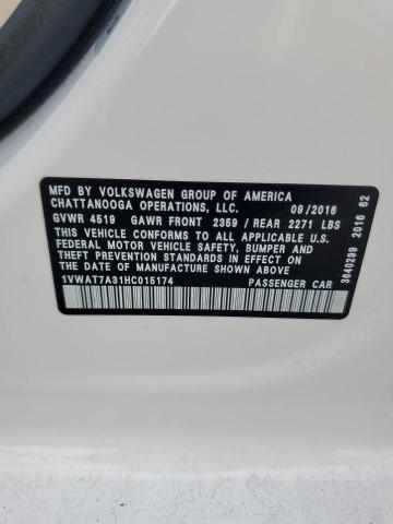 Продажа на аукционе авто 2017 Volkswagen Passat, vin: 1VWAT7A31HC015174, номер лота: 90132445