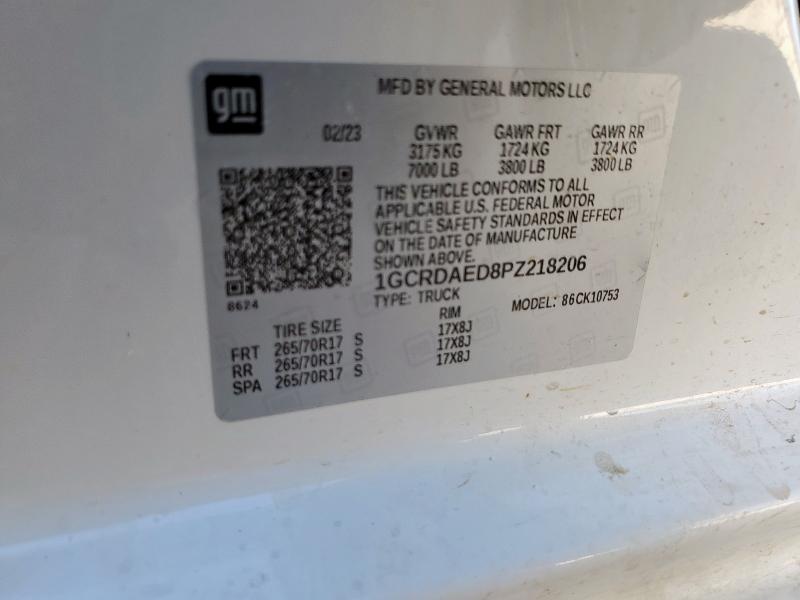 Продаж на аукціоні авто 2023 Chevrolet Silverado, vin: 1GCRDAED8PZ218206, номер лоту: 92857385
