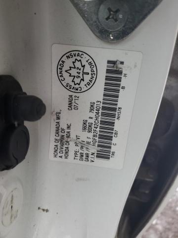 93024185 :رقم المزاد ، 2HGFB2F42CH044013 vin ، 2012 Honda Civic مزاد بيع