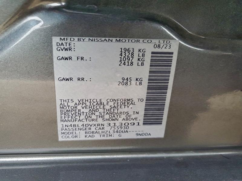 2024 Nissan Altima Sv მანქანა იყიდება აუქციონზე, vin: 1N4BL4DVXRN313091, აუქციონის ნომერი: 94165985