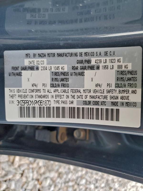 Продаж на аукціоні авто 2023 Mazda 3, vin: 3MZBPBCMXPM361870, номер лоту: 93752505
