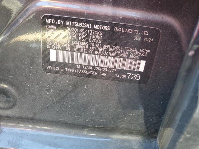 Продаж на аукціоні авто 2024 Mitsubishi Mirage Es, vin: ML32AUHJ2RH032377, номер лоту: 92509095