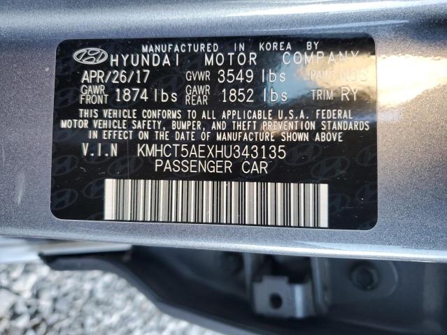 2017 Hyundai Accent მანქანა იყიდება აუქციონზე, vin: KMHCT5AEXHU343135, აუქციონის ნომერი: 91175675