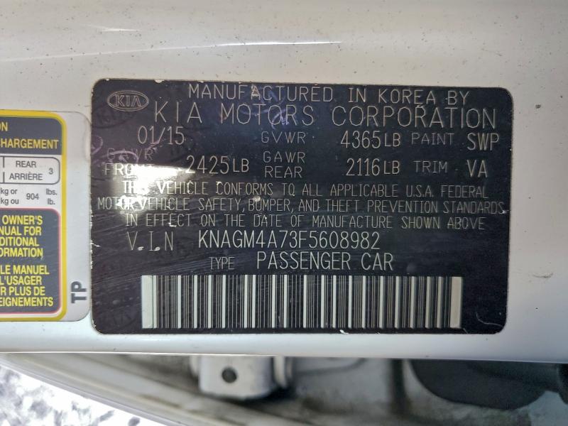 94278625 :رقم المزاد ، KNAGM4A73F5608982 vin ، 2015 Kia Optima Lx مزاد بيع