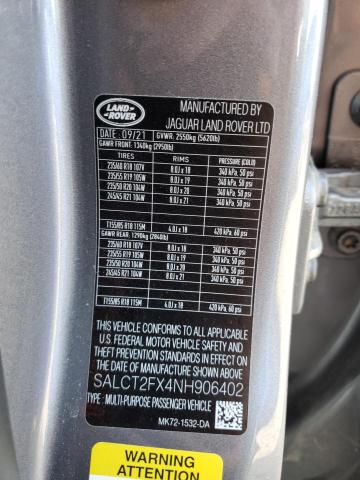 90757315 :رقم المزاد ، SALCT2FX4NH906402 vin ، 2022 Land Rover Discovery مزاد بيع