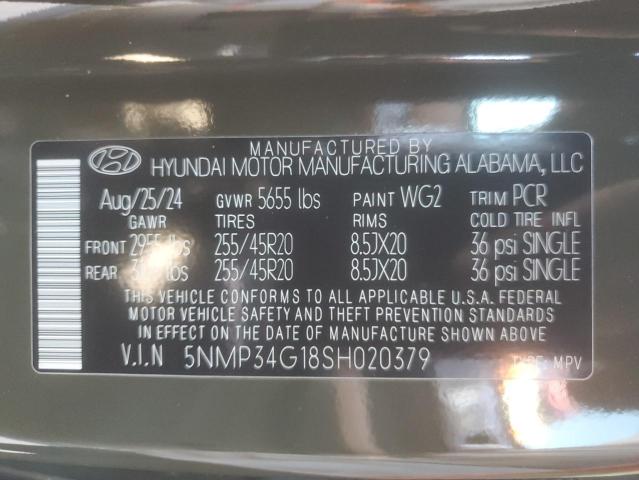 92228265 :رقم المزاد ، 5NMP34G18SH020379 vin ، 2025 Hyundai Santa Fe L مزاد بيع