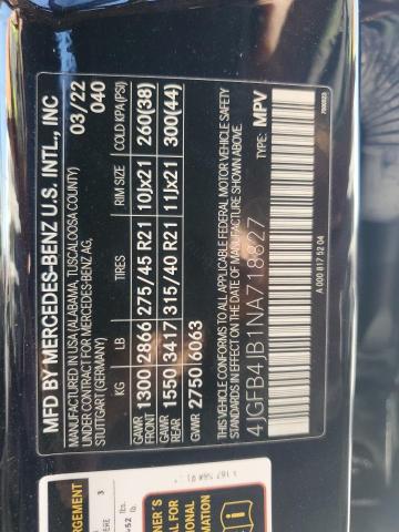 92733035 :رقم المزاد ، 4JGFB4JB1NA718827 vin ، 2022 Mercedes-benz Gle مزاد بيع