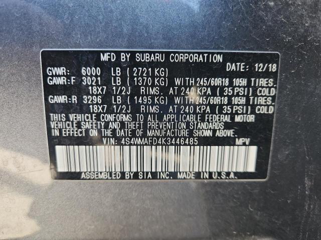 Aukcja sprzedaży 2019 Subaru Ascent Pre, vin: 4S4WMAFD4K3446485, numer aukcji: 92860915