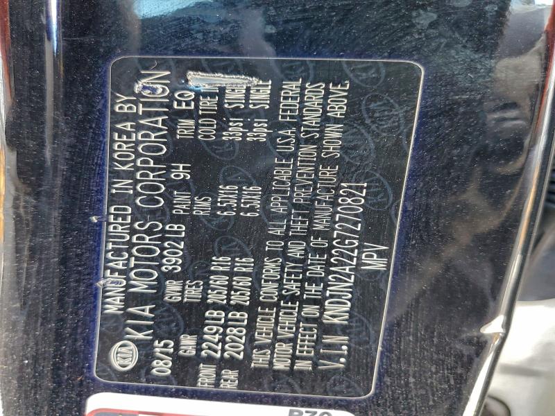 94551635 :رقم المزاد ، KNDJN2A22G7270821 vin ، 2016 Kia Soul مزاد بيع