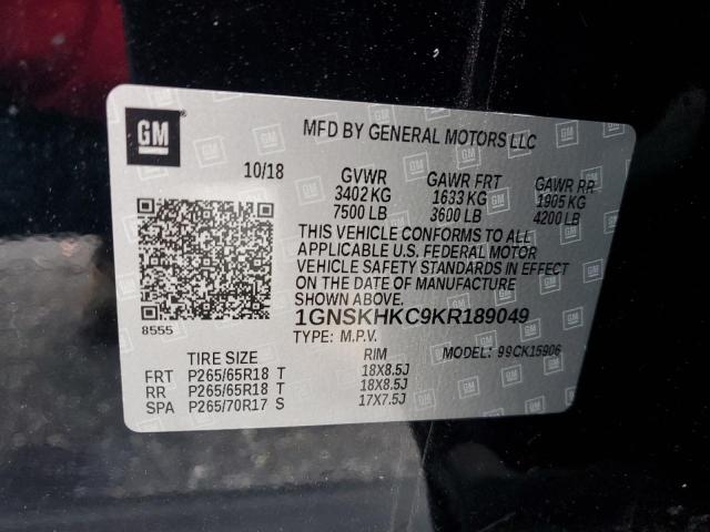 Продаж на аукціоні авто 2019 Chevrolet Suburban, vin: 1GNSKHKC9KR189049, номер лоту: 91936855