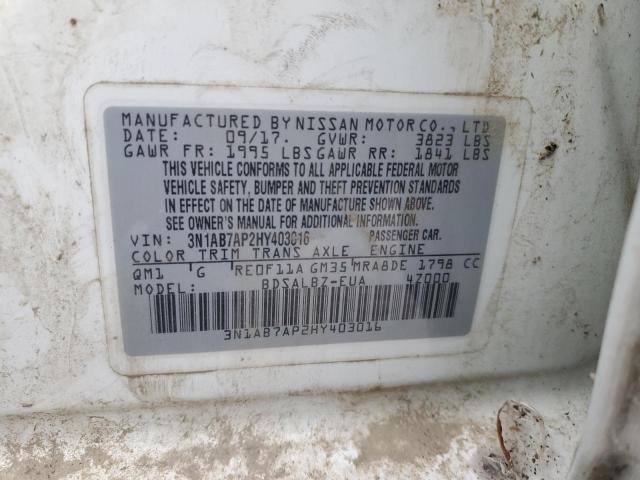 Продаж на аукціоні авто 2017 Nissan Sentra S, vin: 3N1AB7AP2HY403016, номер лоту: 91192275