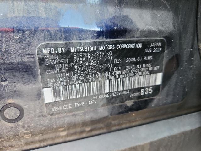 92162115 :رقم المزاد ، JA4J3UA87NZ090963 vin ، 2022 Mitsubishi Outlander مزاد بيع